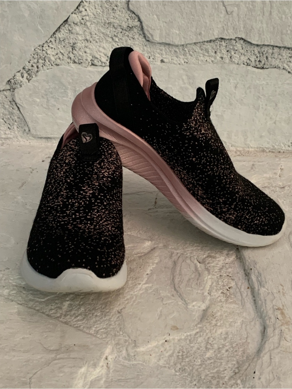 Skechers Sneakers Kids Ultra Flex 3.0 All Things Sparkle Black Rose Gold Size 3